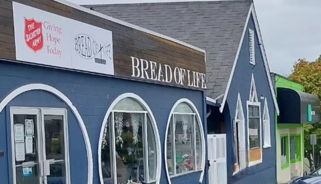 Exterior of the Salvation Army Bread of Life Centre building, showing the main entrance and signage.